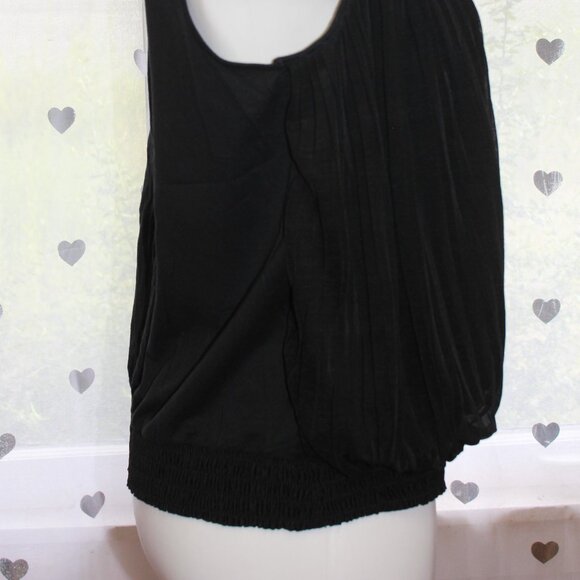 #284 Ann Taylor Loft Black Dressy Bubble Top Size L - Picture 3 of 8